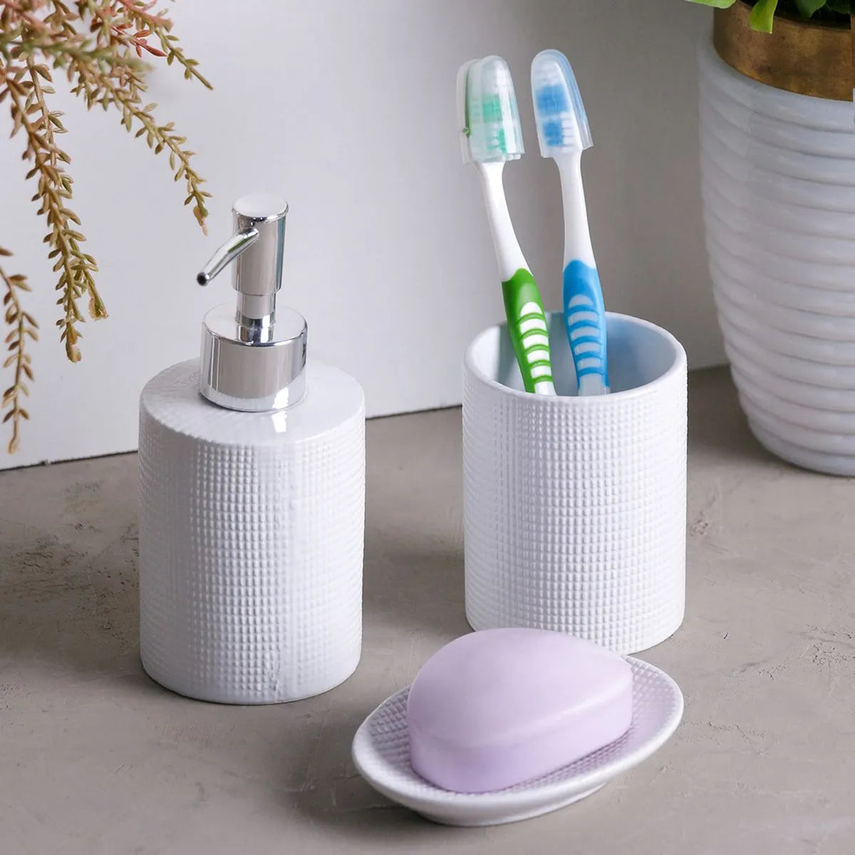 Kit para Banheiro 3 Peças de Cerâmica Lille Branco - Lyor
