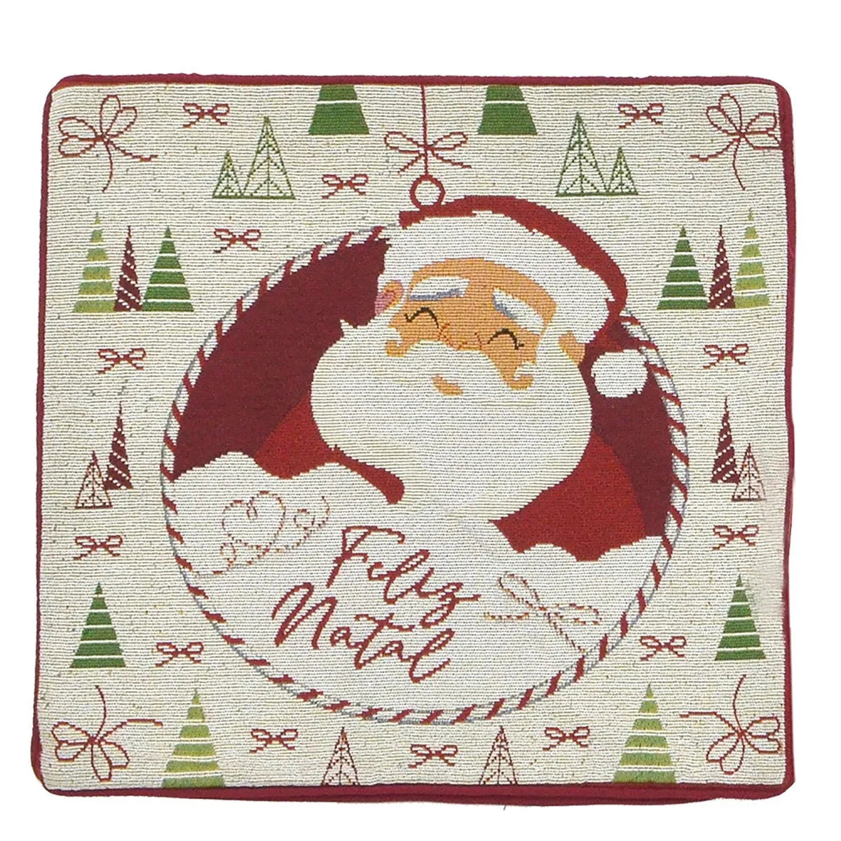 Capa de Almofada Papai Noel Feliz Natal 45x45cm - Espressione Christmas