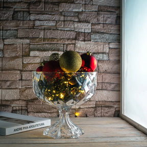Centro de Mesa De Cristal Deli Diamond com Pé 24,5x24cm - Lyor