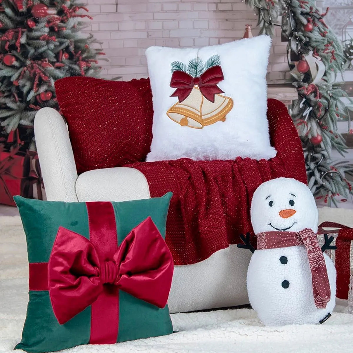Almofada de Natal 30x46cm Boneco De Neve Floc - Belchior Decor